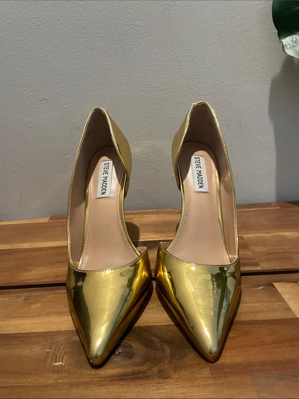 Steve Madden Metallic Gold Pointed-Toe D'Orsay Pumps